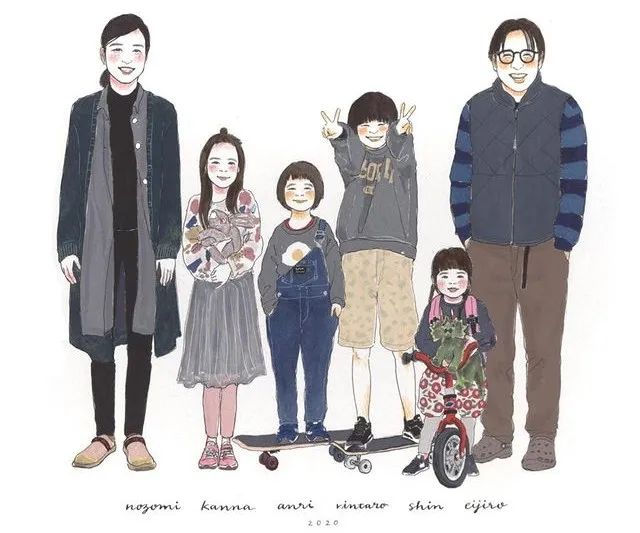 日本一插画师为各个家庭手绘的肖像写真！这就是幸福最真实的样子~,作者:今日日本,帖子ID:103,插画,肖像,ins,夫妻