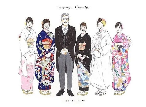 日本一插画师为各个家庭手绘的肖像写真！这就是幸福最真实的样子~,作者:今日日本,帖子ID:103,插画,肖像,ins,夫妻